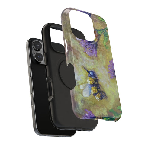 Floral Impact-Resistant Phone Case Bumble Bee Design