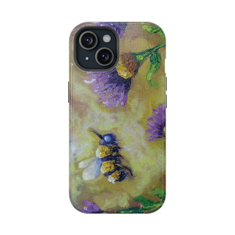 Floral Impact-Resistant Phone Case Bumble Bee Design
