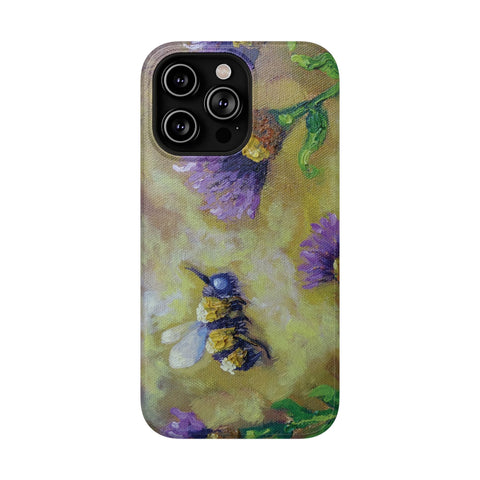 Floral Impact-Resistant Phone Case Bumble Bee Design