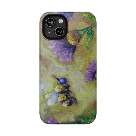 Floral Impact-Resistant Phone Case Bumble Bee Design