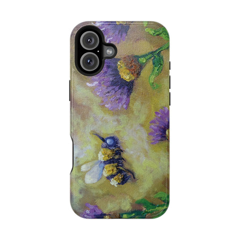 Floral Impact-Resistant Phone Case Bumble Bee Design