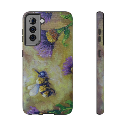Floral Impact-Resistant Phone Case Bumble Bee Design