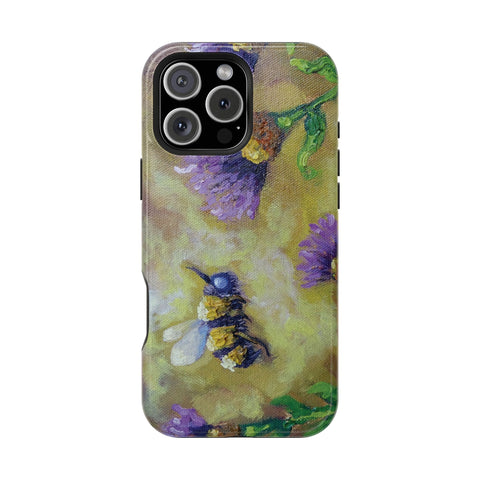 Floral Impact-Resistant Phone Case Bumble Bee Design