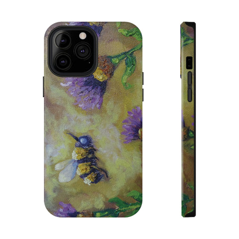 Floral Impact-Resistant Phone Case Bumble Bee Design