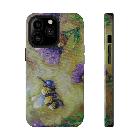 Floral Impact-Resistant Phone Case Bumble Bee Design