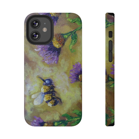 Floral Impact-Resistant Phone Case Bumble Bee Design