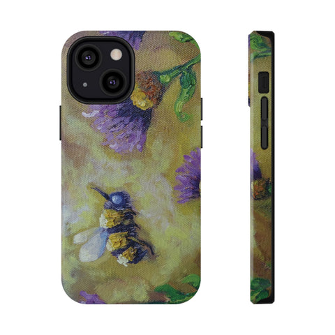 Floral Impact-Resistant Phone Case Bumble Bee Design