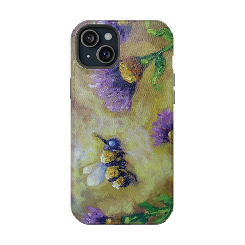 Floral Impact-Resistant Phone Case Bumble Bee Design