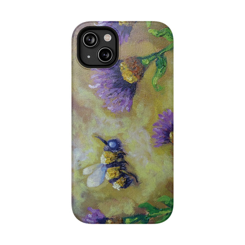 Floral Impact-Resistant Phone Case Bumble Bee Design