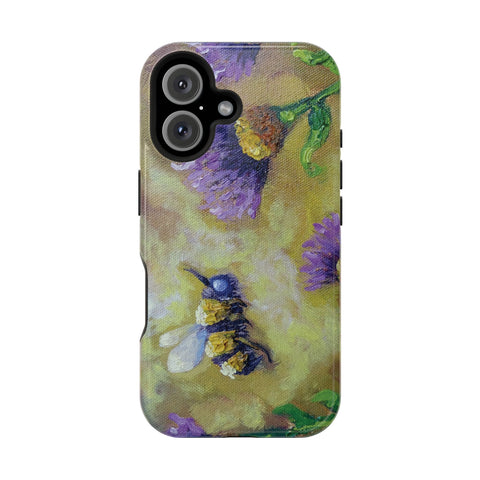 Floral Impact-Resistant Phone Case Bumble Bee Design