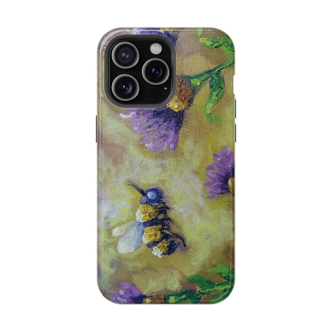 Floral Impact-Resistant Phone Case Bumble Bee Design
