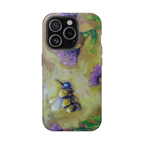 Floral Impact-Resistant Phone Case Bumble Bee Design