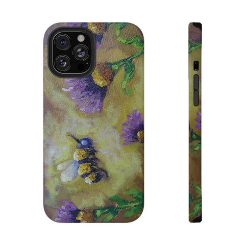 Floral Impact-Resistant Phone Case Bumble Bee Design