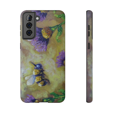 Floral Impact-Resistant Phone Case Bumble Bee Design