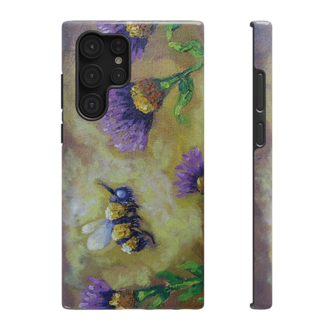 Floral Impact-Resistant Phone Case Bumble Bee Design