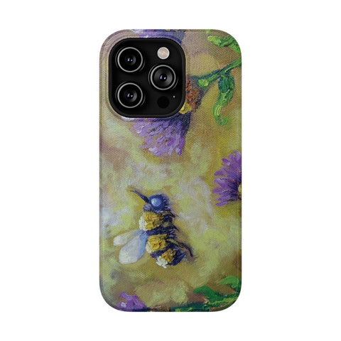 Floral Impact-Resistant Phone Case Bumble Bee Design