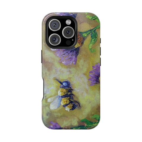 Floral Impact-Resistant Phone Case Bumble Bee Design