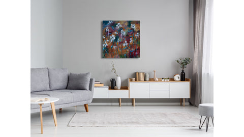 “To Be Free” 36x36 Original Abstract Floral Oil on Canvas