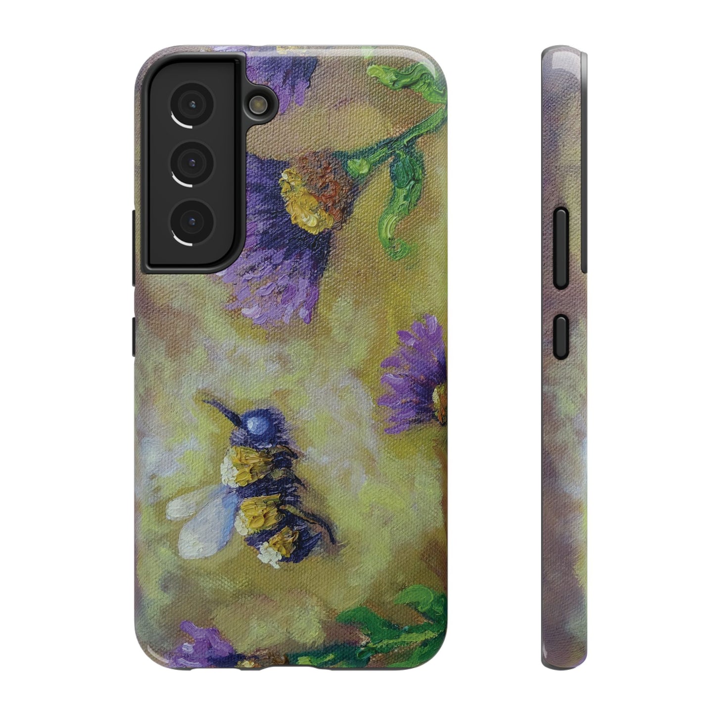 Floral Impact-Resistant Phone Case Bumble Bee Design