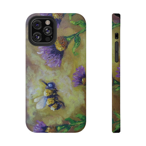 Floral Impact-Resistant Phone Case Bumble Bee Design