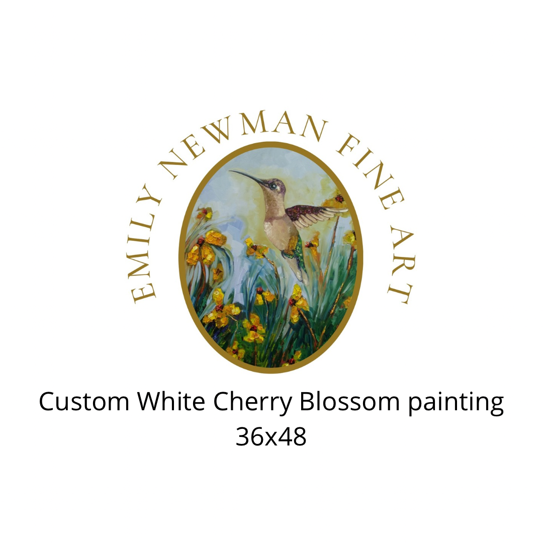 Custom White Cherry Blossom Painting
