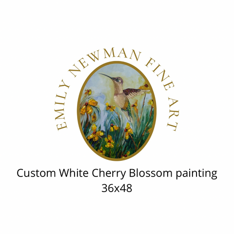 Custom White Cherry Blossom Painting