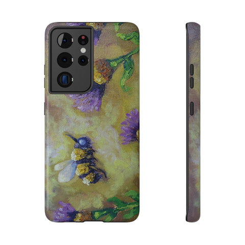 Floral Impact-Resistant Phone Case Bumble Bee Design