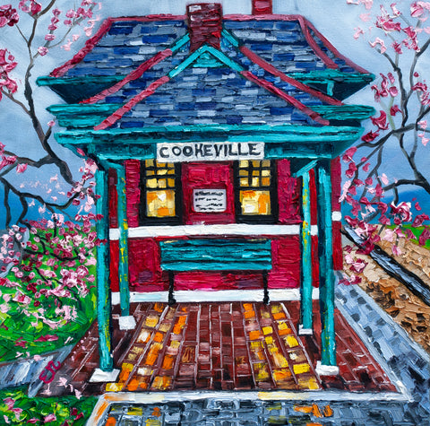 "Cookeville Depot Museum in Spring" 16x16