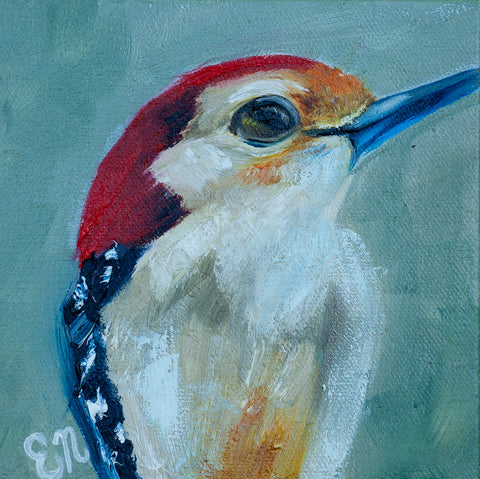 Red Bellied Woodpecker 6x6 Original Painting